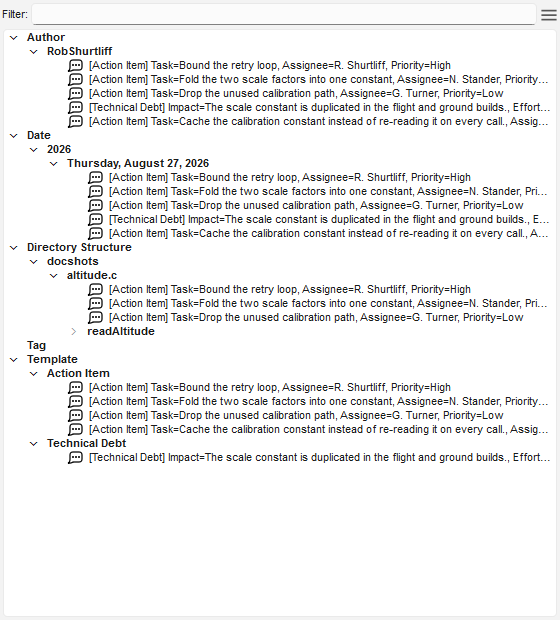 The Annotation Browser grouping annotations by template and field values